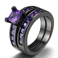 milangirl large purple cubic zircon couple rings set black filled cz wedding alliance for women