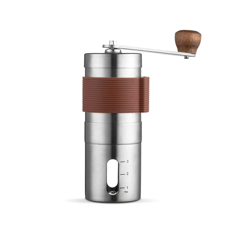 

Stainless Steel Manual Coffee Bean Grinder Adjustable Coffee Bean Nuts Mill With Rubber Loop Ring Mini Hand Mills Coffee Machine