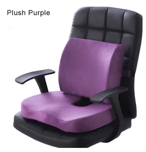 Plush Purple 2 в 1 бамбуковое волокно с эффектом памяти, подушка для сиденья, Подушка для спины, медленный отскок, поддержка талии, набор для дома, офиса, забота о здоровье, Подушка для стула - Цвет: Plush Purple
