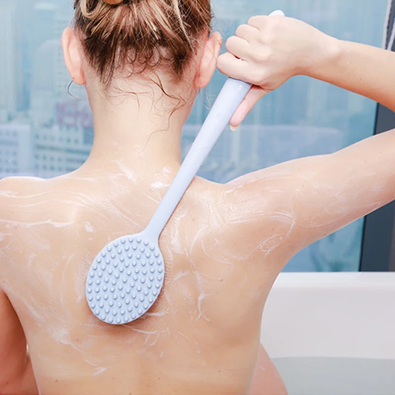 

Hot 1 Pcs Bath Brush Silicone Long Handle Massage Cleaning Back for Shower Bathroom FRE-Drop