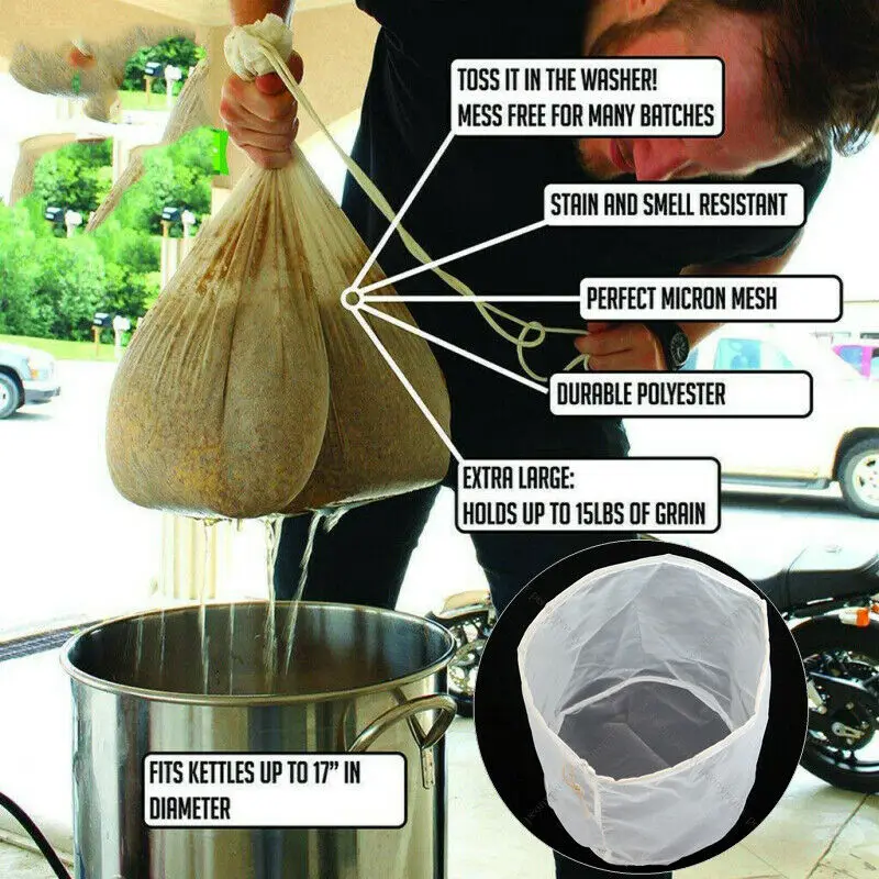 Beer Brew Bag Home Filter With String Malt Mash Fine Mesh Nylon Food Strainer For Nut Milk Juice | Дом и сад