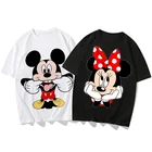 Футболка женская с круглым вырезом и коротким рукавом, повседневная Милая рубашка с героями мультфильмов Диснея, Микки и Минни, летняя Милая универсальная одежда для девочек