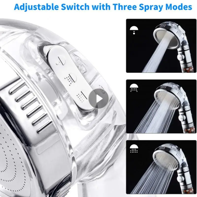 

Bathroom Shower 3 Modes Adjustable Jetting Rainfall Spa Saving Water Mineral Ball Anion Filter High Pressure Shower Head