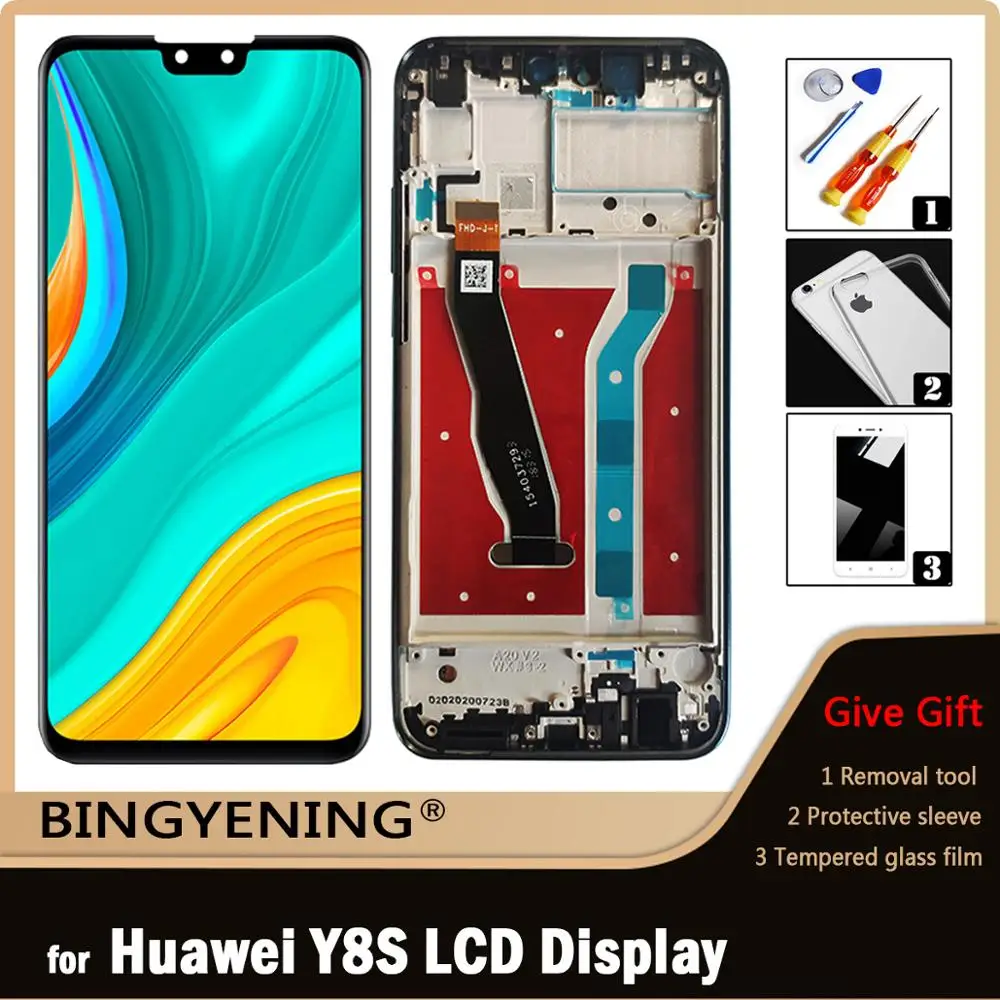 ЖК-дисплей для Huawei Y8S с сенсорным экраном и дигитайзером в сборе, экран для телефона Huawei Y8S 6,5 дюйма с заменой рамки