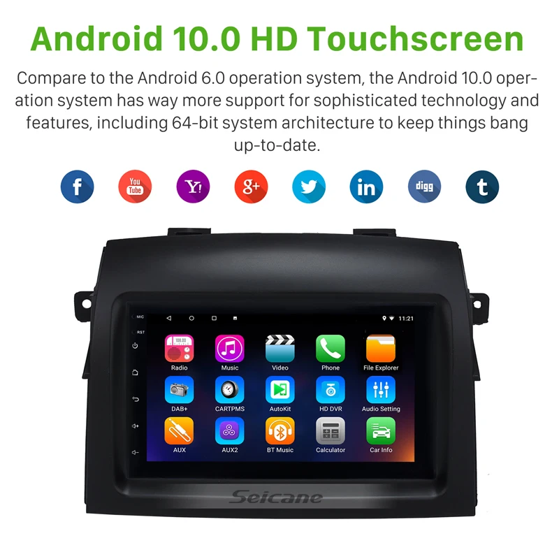 Автомагнитола Seicane 2DIN Android 10 0 7 дюймов мультимедийный плеер с Wi Fi GPS головное