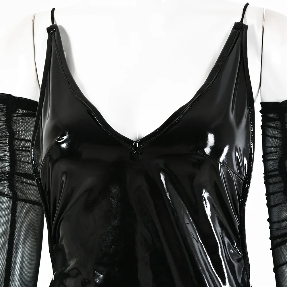 

BacklakeGirls 2021 Sexy Leather Dress Women Backless Leather Dress Evening Party Dress Women Night Club Bodycon Dresses