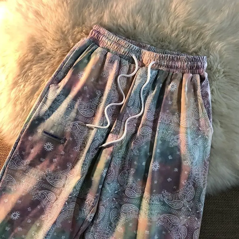 

Early spring 2021 new tie-dye Korean version of straight, wide-legged, thin-legged sports and leisure pants for men and women