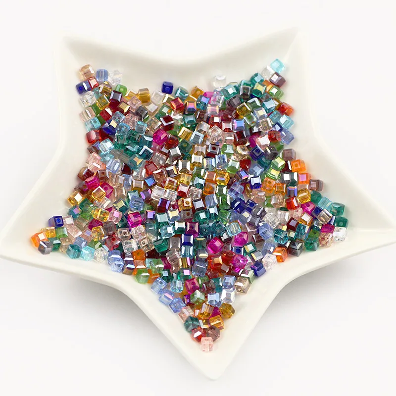 Оптовая продажа квадратные Австрийские хрустальные бусины 17 цветов AB 4 мм 100 шт.