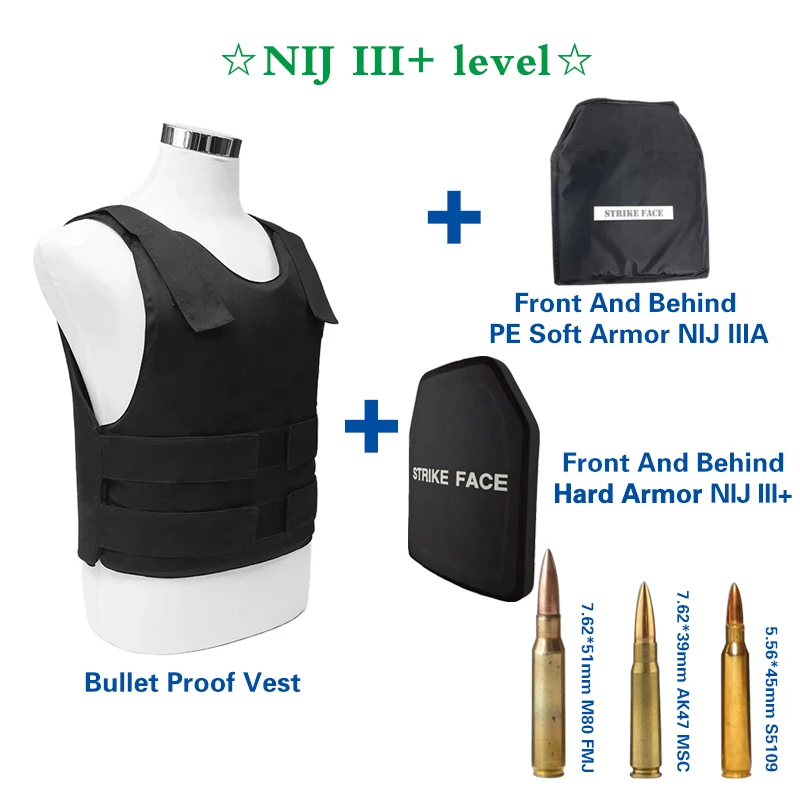 

Level NIJ IIIA III+ 3 IV 4 Bulletproof Vest Plate STA AK47 API PE + Alumina Hard Armor Ballistic For Army Military Combat Police