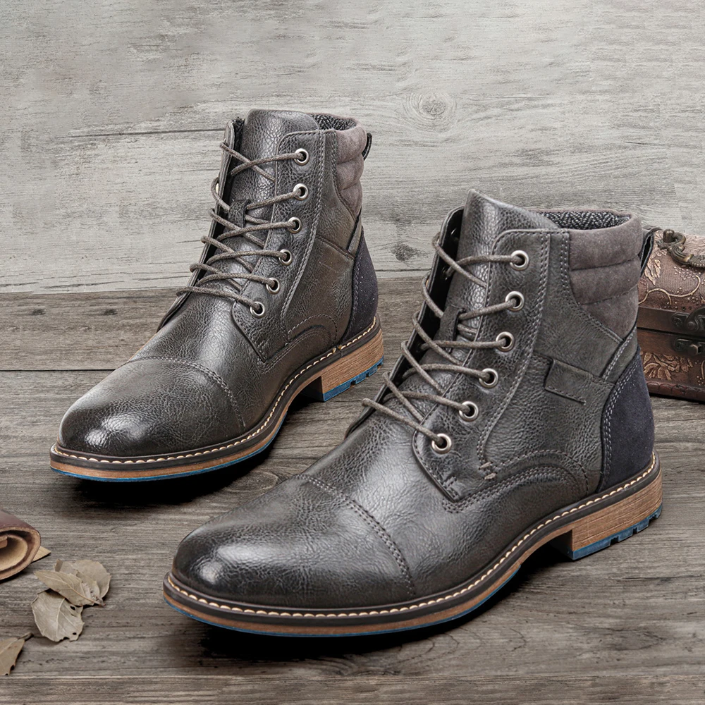 Ботинки большого размера для мужчин 2020 модные удобные брендовые ботинки из кожи|
