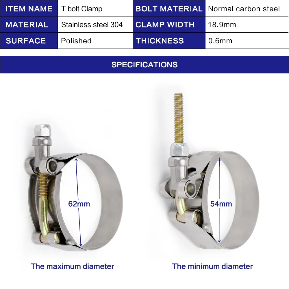 Бесплатная доставка (2 шт./лот) SS304 зажимы 2 &quotдюйма 54 мм 62 нержавеющая силиконовая