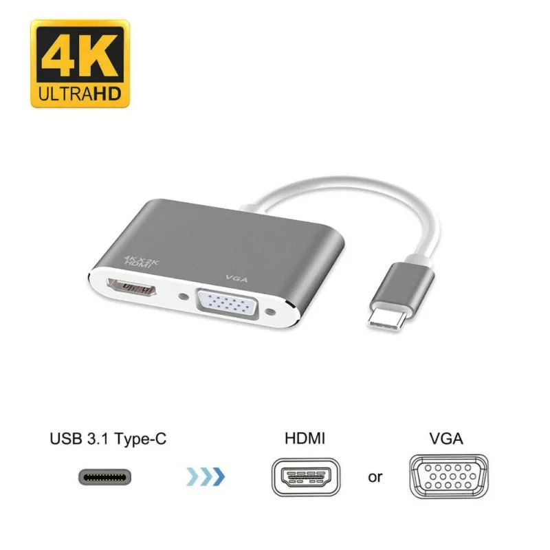 Универсальный адаптер Type-C-HDMI 4K VGA USB видеоадаптер шнур совместимый с