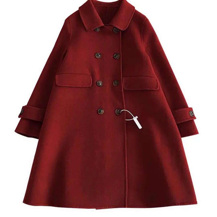 

Women 2021 Spring Autumn New Wool Coat Female Elegant Chic Coat Jacket Ladies Outwear Double Breasted Cashmere Overcoats A817