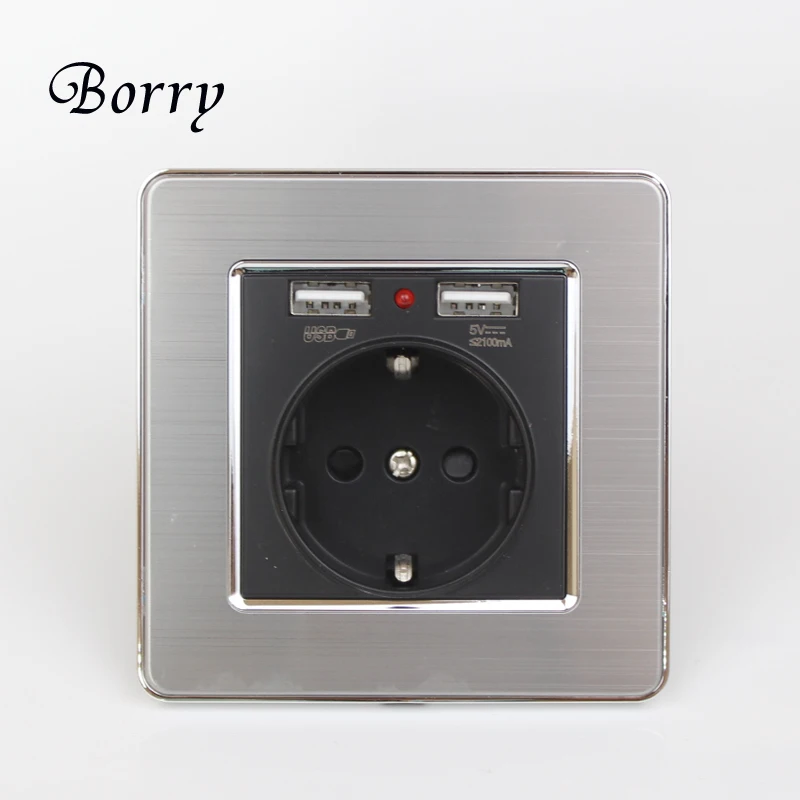 Черный двойной usb зарядный порт 5 в 2.1A настенный адаптер зарядного устройства с