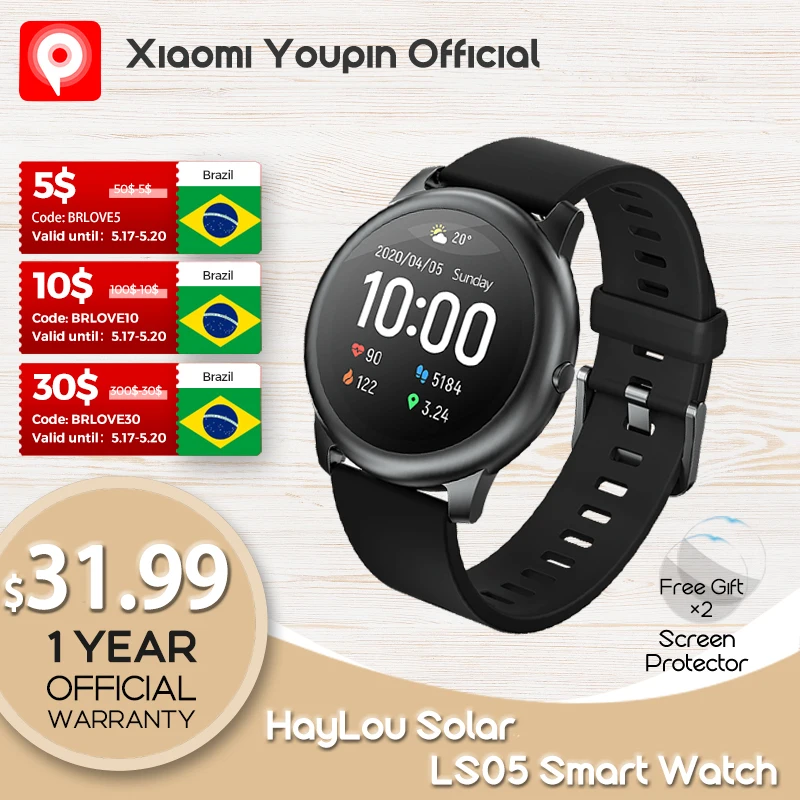 YouPin Haylou Solar LS05 спортивные часы с пульсометром сна на аккумуляторе Android iOS IP68