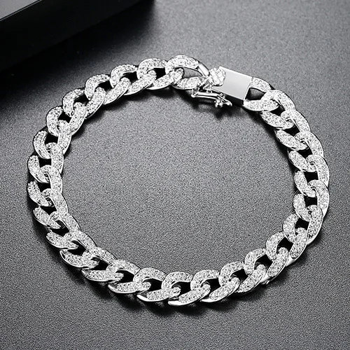 8 мм кубинские браслеты цепочки для женщин и мужчин AAA CZ Циркон проложить