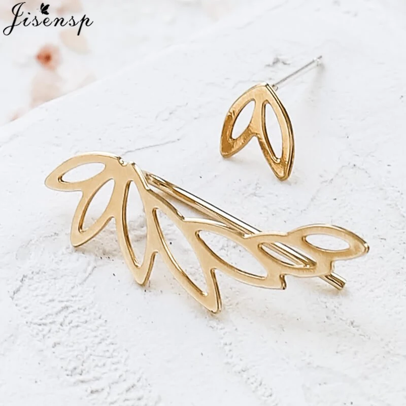 Jisensp 2019 New Arrival Copper Earrings Leaves and Brooch Stud Fashion Jewelry for Women Girls Best Gift bijoux | Украшения и
