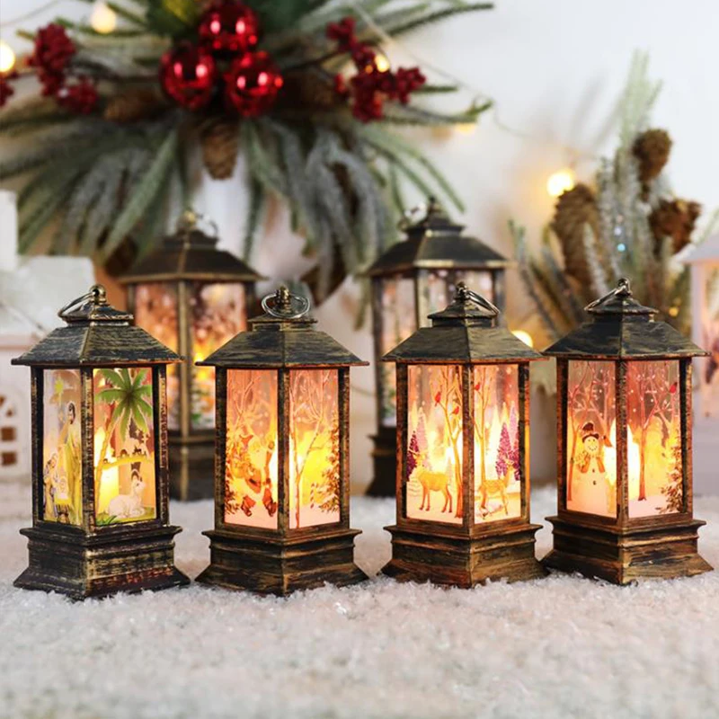 

Santa Claus Snowman Lantern Light Christmas Tree Ornament Home Decoration Ornament Xmas Gifts Navidad 2021 New Year 2022