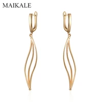 maikale statement gold metal drop earrings for women curve geometric dangle long earrings party jewelry accessories gifts