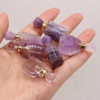 new style hot sale natural stone perfume bottle pendant irregular amethyst for jewelry making charms diy necklace accessory