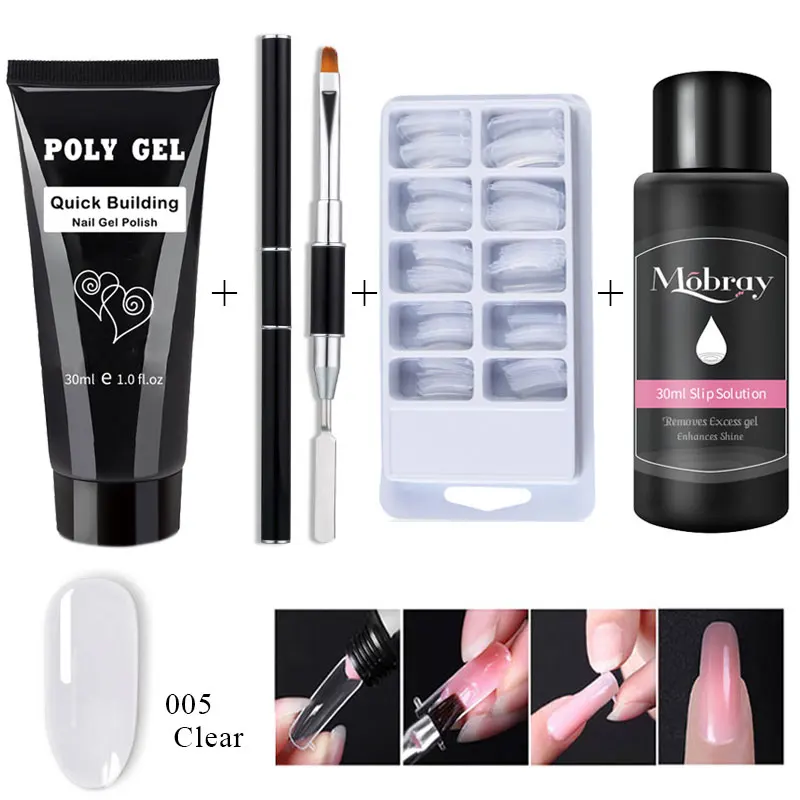 4 шт./компл. PolyGel поли Гель-лак для ногтей расширение натуральный прозрачный 30g
