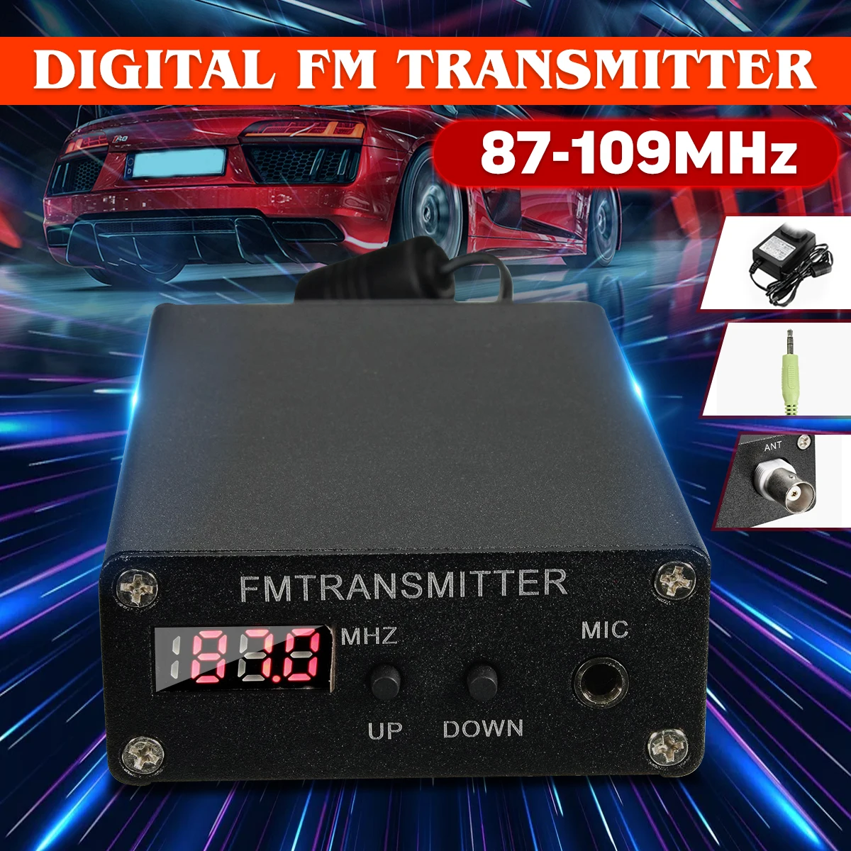 

KROAK 5W черный цифровой FM-передатчик, мини FM радио передатчик