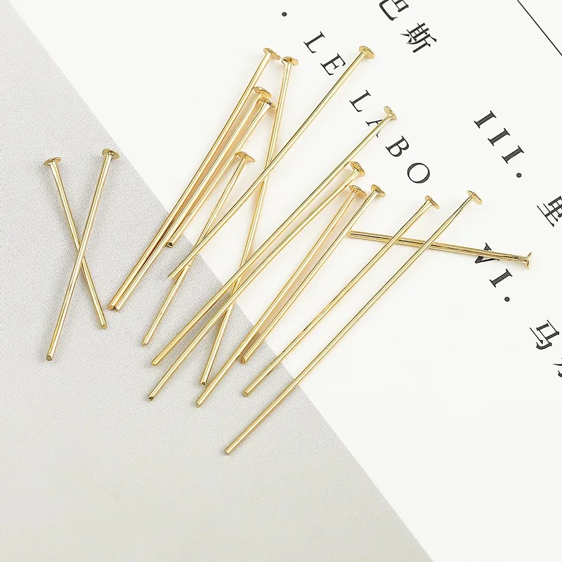 

50Pcs 20/25/30/35/40mm Head Pins Copper Plating Straight T Pins for DIY Jewelry Making Earring Findings Supplies Material