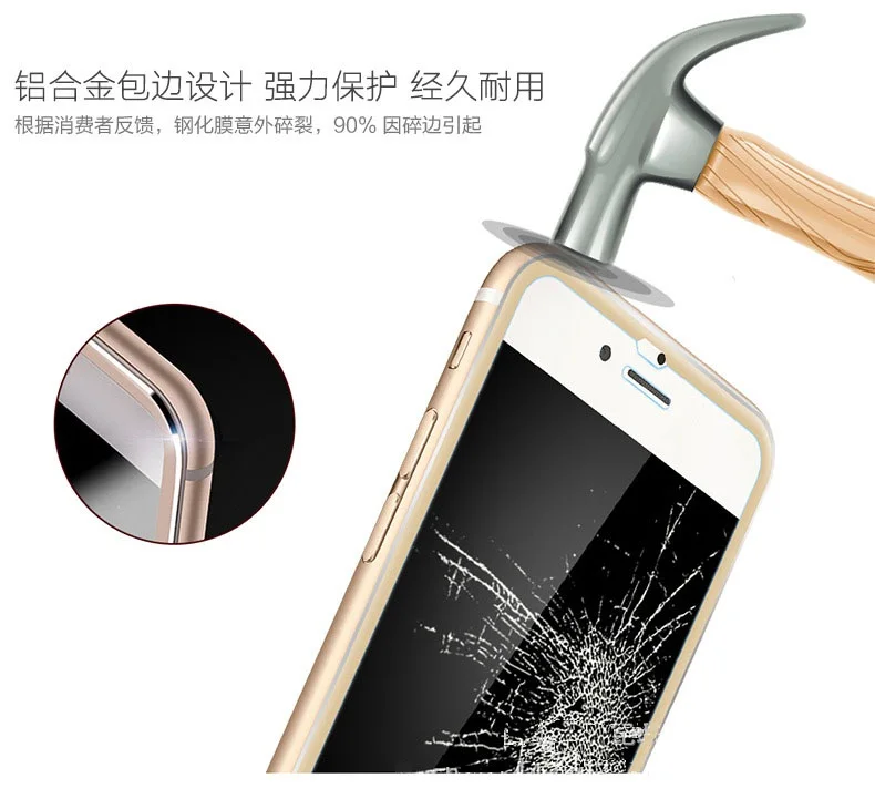 Защитный чехол из закаленного стекла с 3D краями алюминиевый сплав для iPhone 6 6S 7 Plus 5