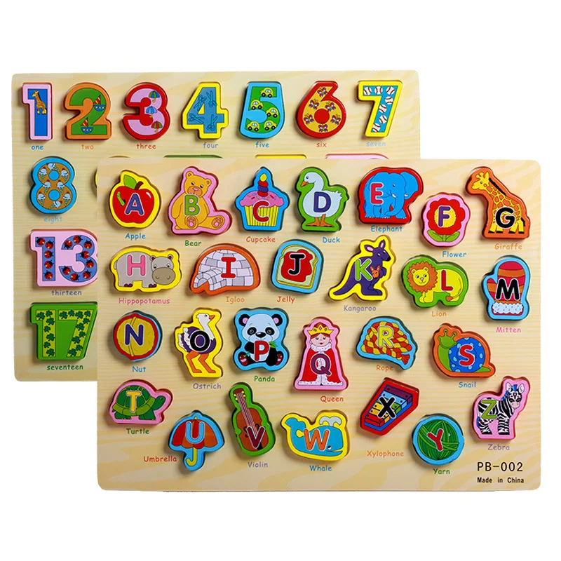 Дети деревянные буквы Алфавит/цифровой блок 1-20 набор блоки мультяшных животных