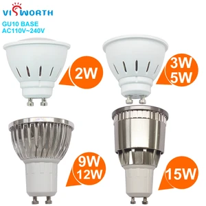 Светодиодный точечный светильник Gu10 SMD2835, матовая лампа с функцией холодного и теплого белого света, 2 Вт, 3 Вт, 5 Вт, 110 В, 220 В, 240 В переменного тока, 9 Вт, 12 Вт, 15 Вт