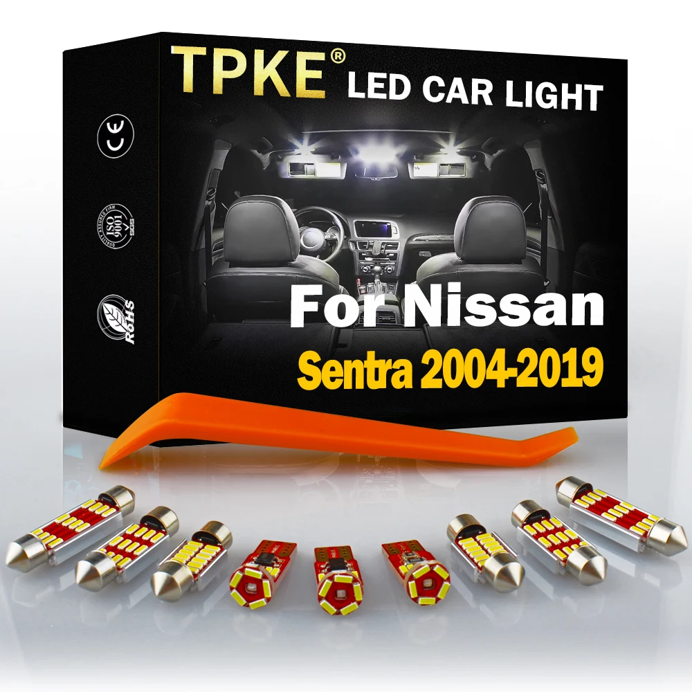 

TPKE For 2004-2018 2019 Nissan Sentra White Car Accessories Canbus LED Interior Light Kit Reading Map Dome License Plate Lamp