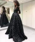 Плюс размер Арабский мусульманский синий шар с длинным рукавом вечернее платье для выпускного элегантное женское вечернее платье