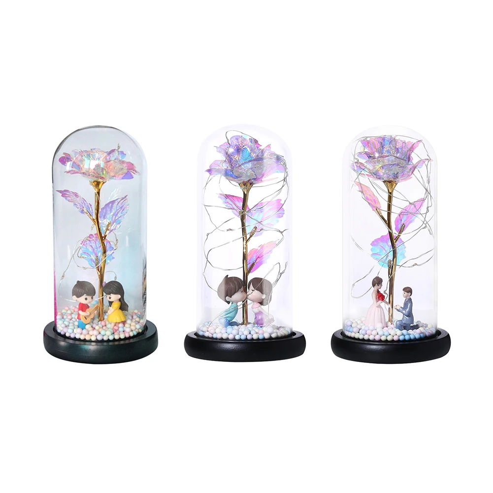 

СВЕТОДИОДНЫЙ Ночник из фольги, роза, цветочный стеклянный куполообразный, сказочный светсветильник льник, украшение для Дня Святого Валент...