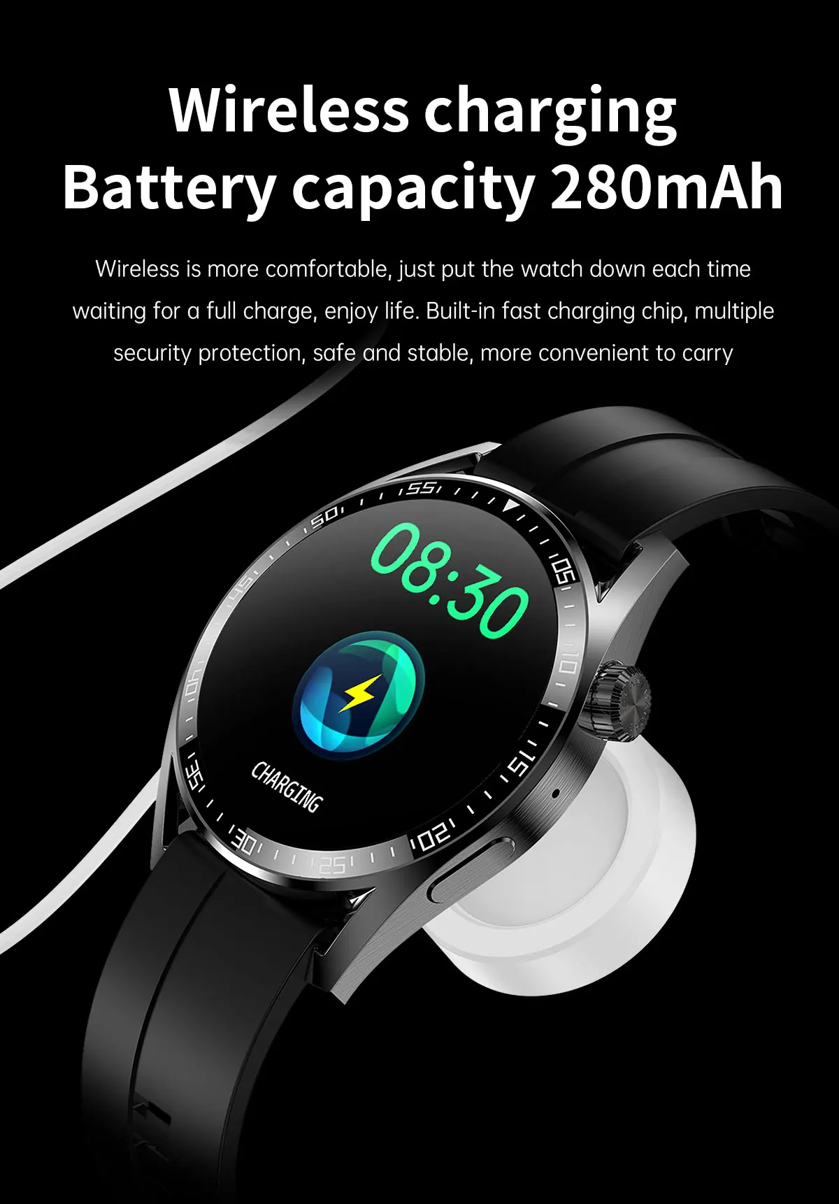 GT3 Смарт-часы для Huawei Samsung IOS телефон Поддержка NFC беспроводное зарядное