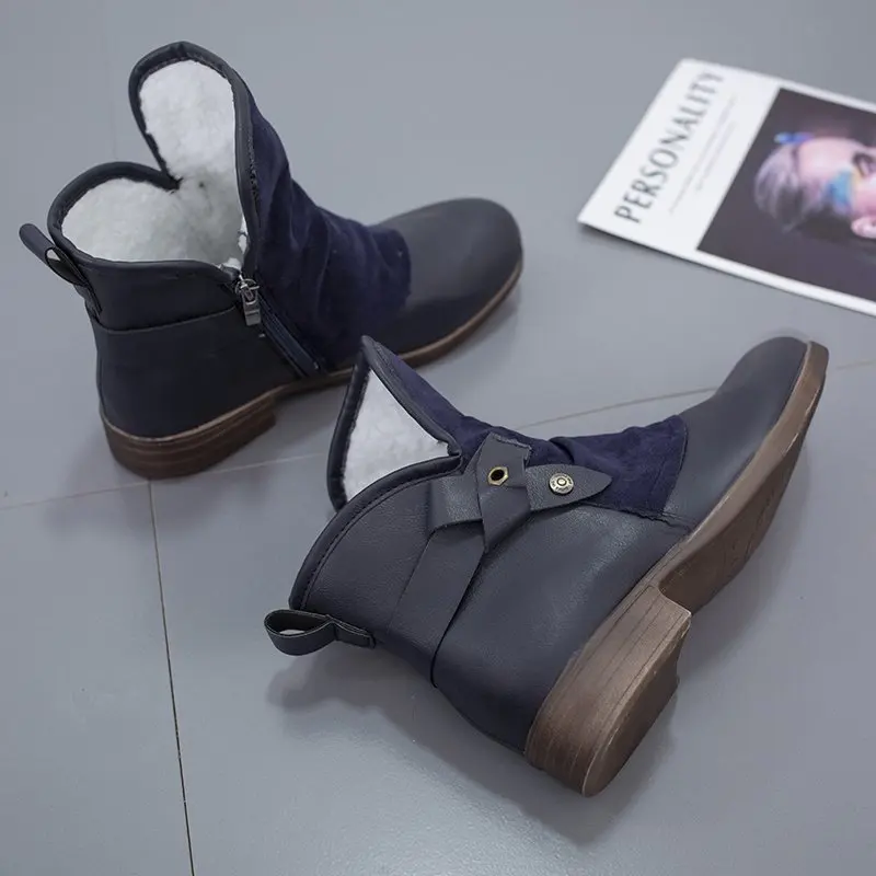 Женские ботинки для снежной погоды женские зимние теплые ботильоны из флока