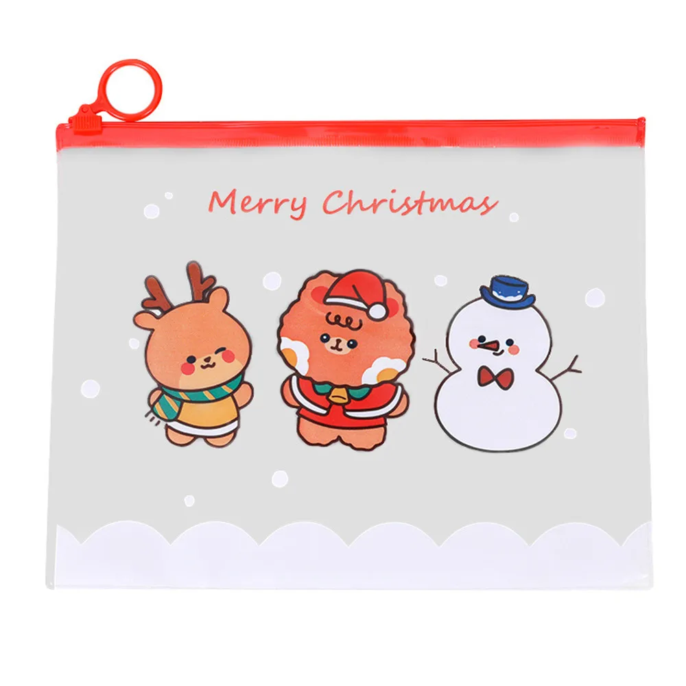 

Christmas PVC Cute Pen Bag Kawaii Stationery File Folder Large Capacity Make Up Bag Makeup Storage Organizer Cosmetic Organizer