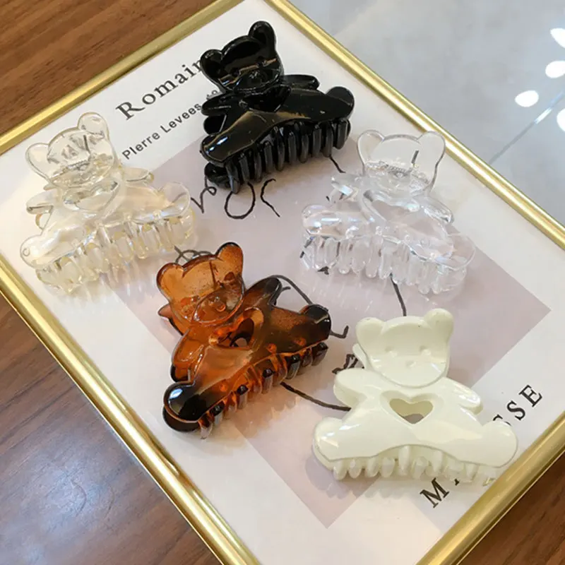 

Cute Bear Shaped Crab Hair Clip Matte Solid Color Mini Hair Claw For Women Girls Bath Pontail Clip Headwear Hair Accessories