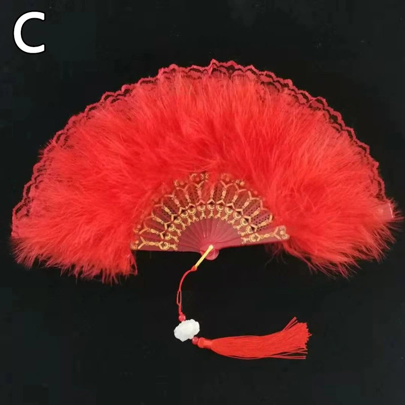 Пользовательские ручные поклонники свадебный кружевной перьевой веер для