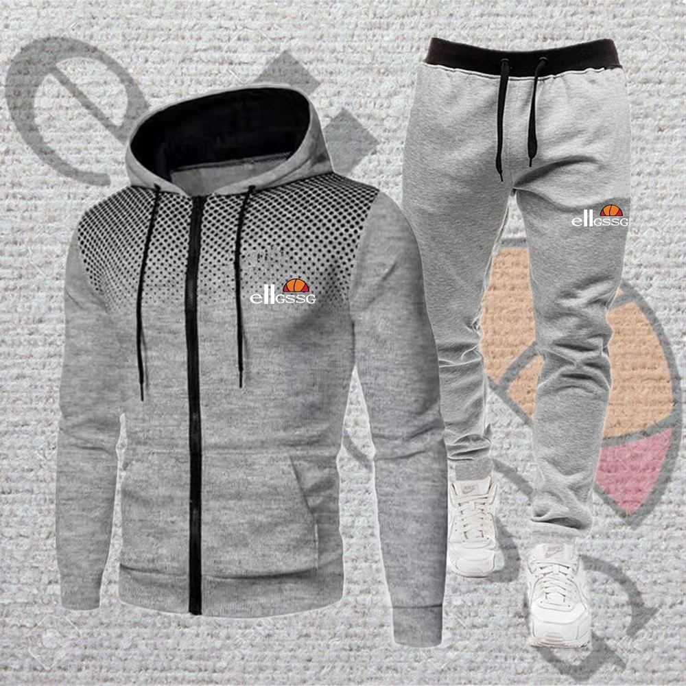 

Track suit men's fashion hoodie, men's new printed suit, men's sweatshirt + sweatpants, spring and autumn fleece hooded pullover