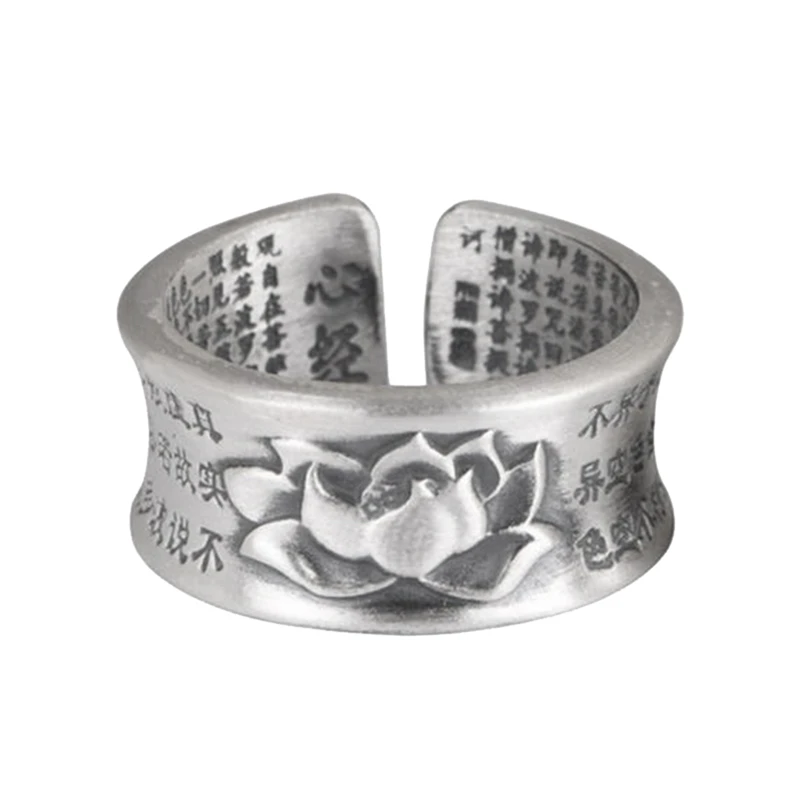 

Серебряное Винтажное кольцо S990 из чистого тайского серебра, открытое серебряное кольцо с шестью словами в форме сердца