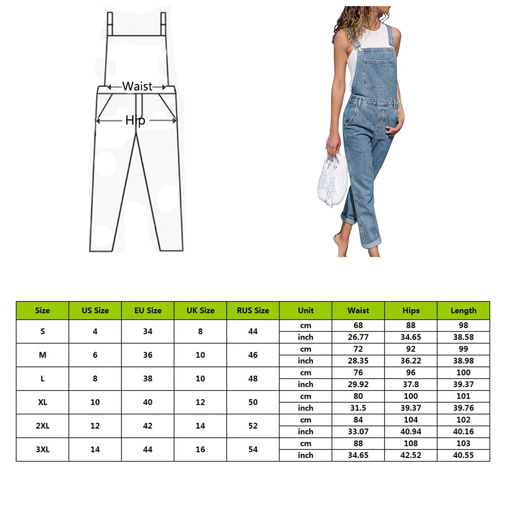 

Fashion Women Ladies Baggy Denim Jeans Bib Full Length Pinafore Dungaree Overall Solid Loose Causal Jumpsuit Pants Hot