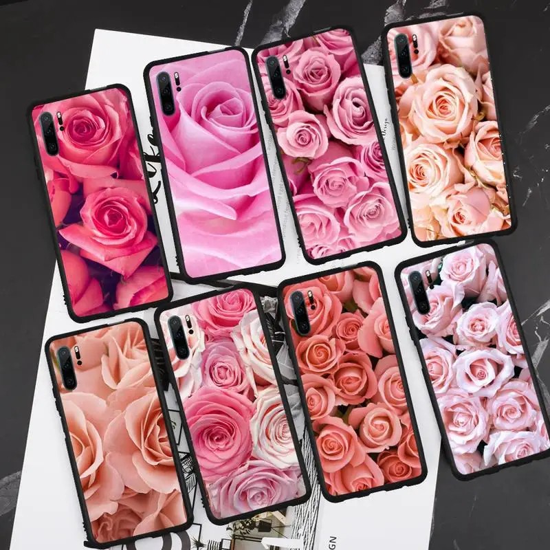 

Pink roses beautiful flower phone case for Huawei honor Mate P 9 10 20 30 40 Pro 10i 7 8 a x Lite nova 5t cover funda coque