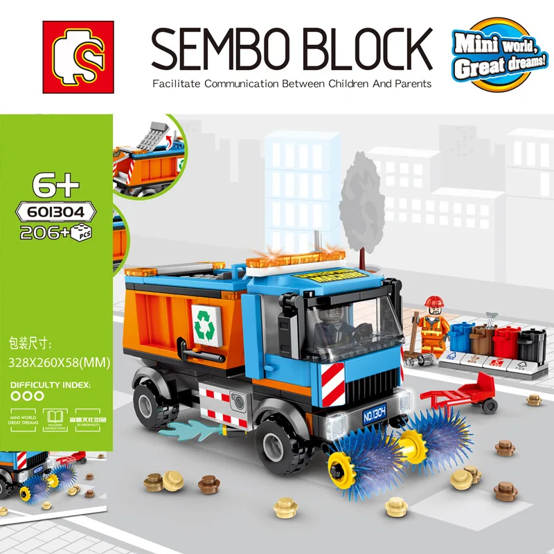 Конструктор SD601302/601303/601304 из кубиков мини уличная серия тележка для мороженого