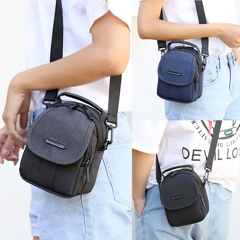 Мужская однотонная Диагональная Сумка-Кроссбоди из ткани Оксфорд на молнии