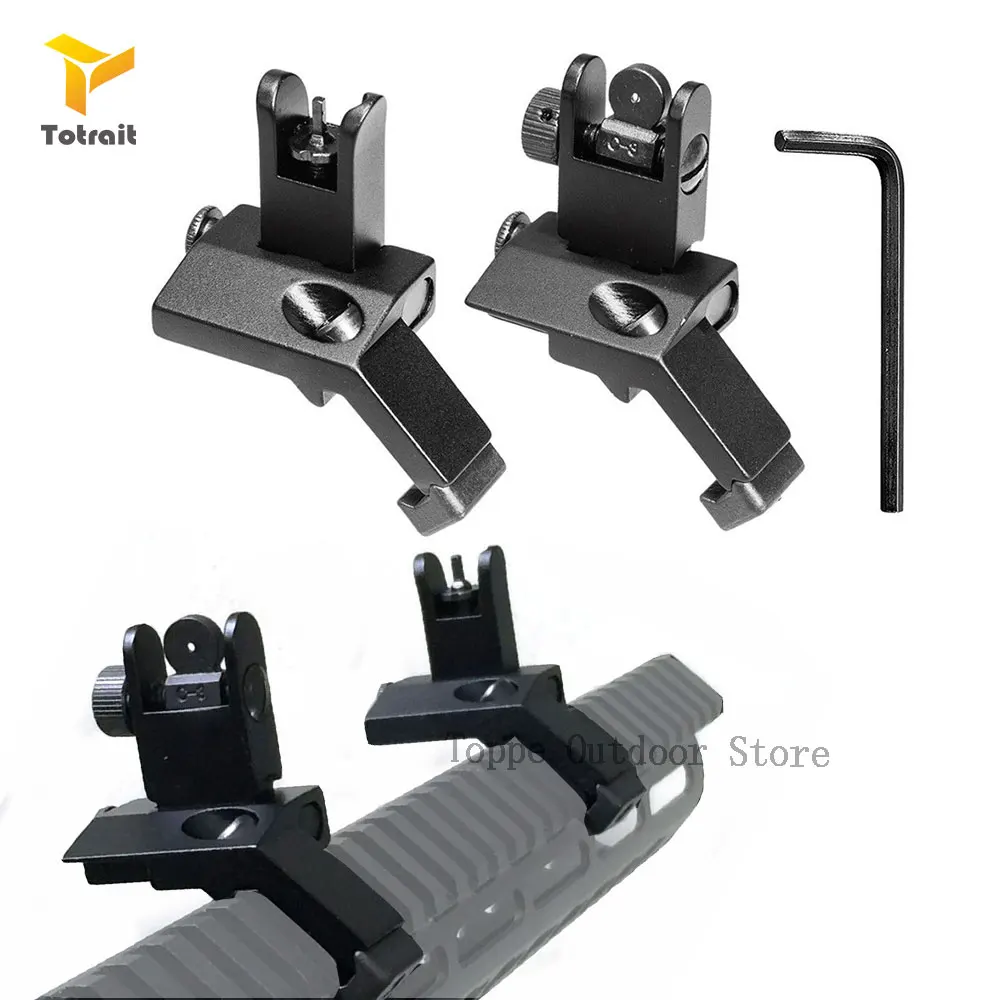 TOtrait 1 Pair Tactical Front and Rear Flip Up 45 Degree Offset Rapid Backup Iron Sight Transition Gun Accessories for Hunting | Спорт и