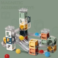 3D Magnetic Building Block Designer Magnet Maze Race Run Ball marble Track Funnel Slide Brick Education DIY Toys For Children