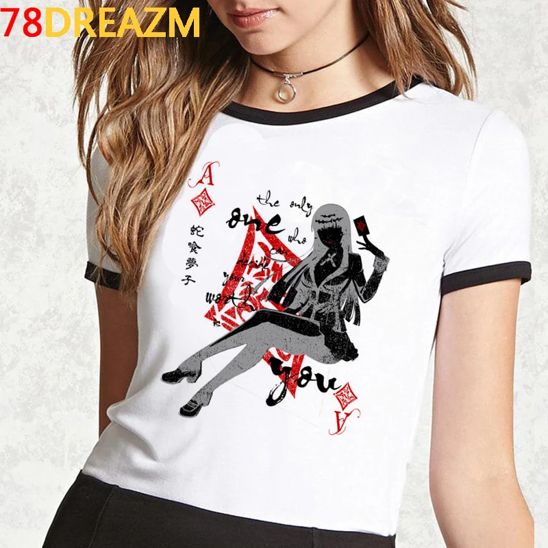 Новинка Kakegurui Футболка женская Kawaii летние топы Мультяшные Графические футболки