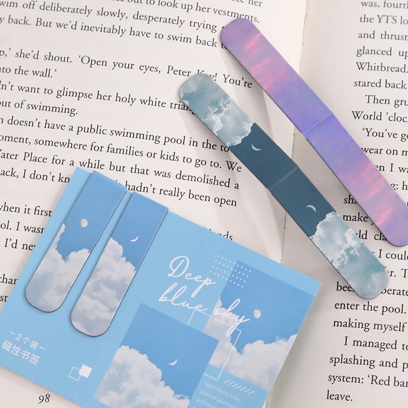 JIANER 2 pcs/lot  Sky landscape Magnetic Bookmarks Durable Decorative The books Page Clip Office Students Teachers Book Markers