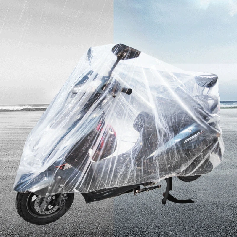 

Motorcycle Cover Disposable Transparent Protector Covers All Season Outdoor Waterproof Bike Scooter Rain Dustproof Cover