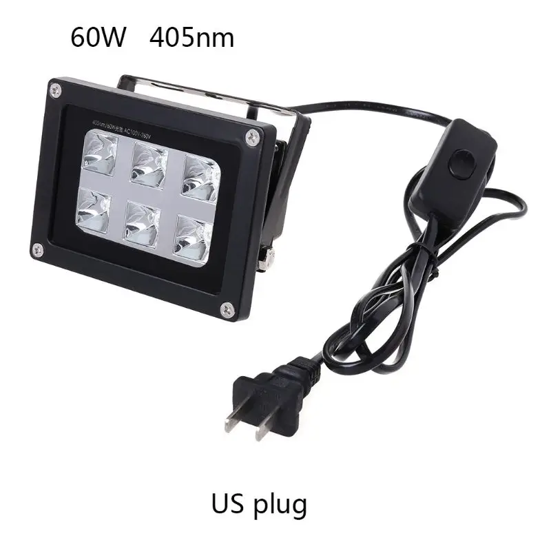 usukeuau plug 100 260v 60w 405nm 6 uv led resin curing light lamp for sla dlp 3d printer photosensitive accessories free global shipping